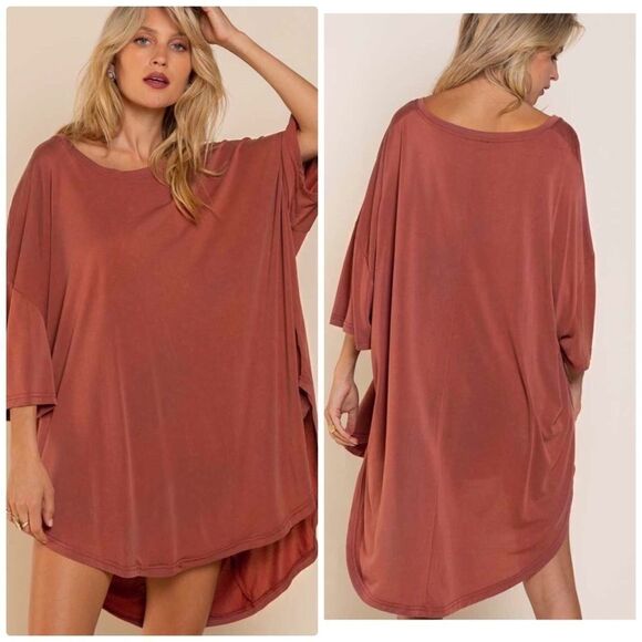 𝅺high Low Tunic In Brick - Picture 3 of 10